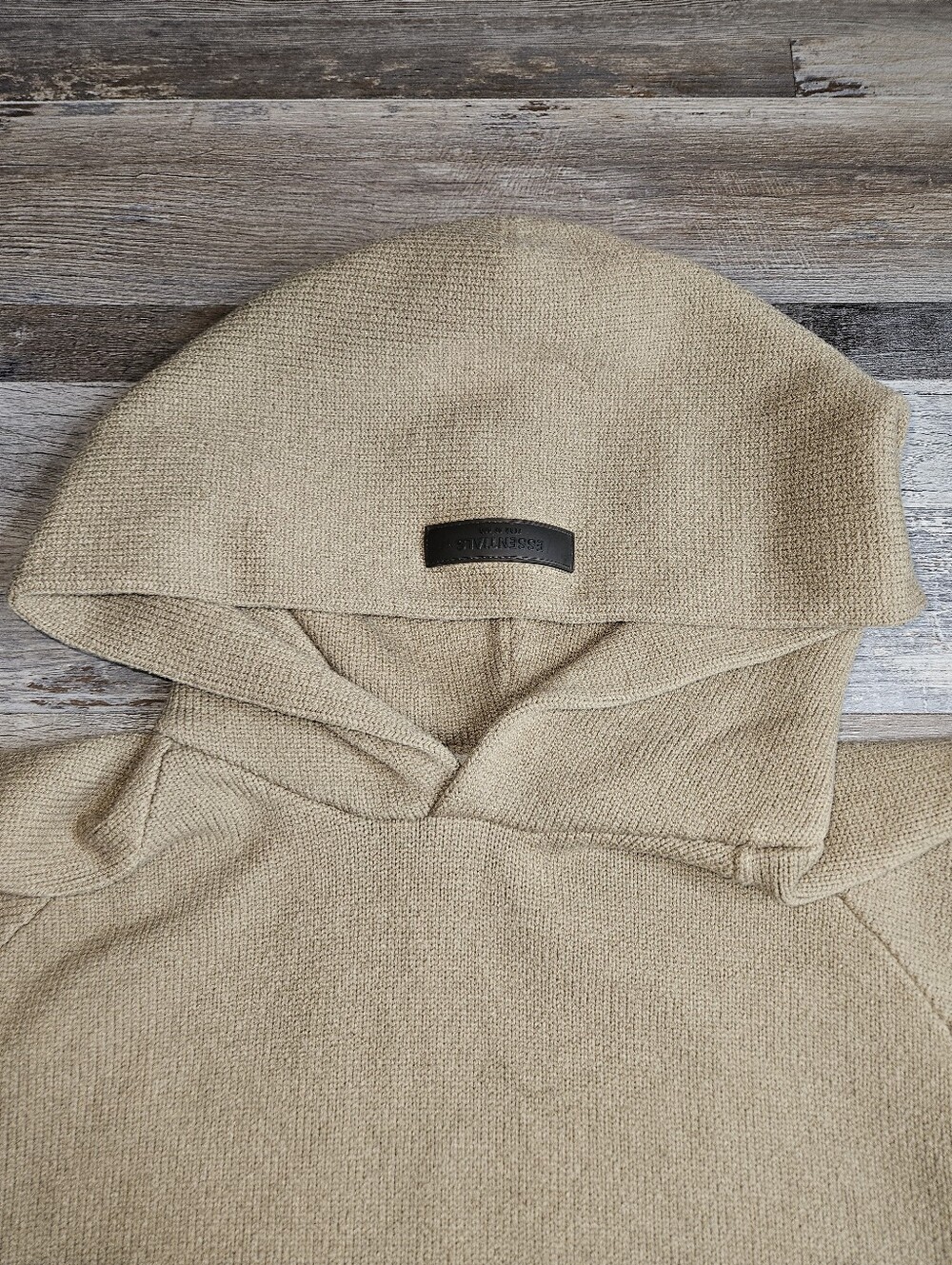 Fear Of God Essentials Knit Sweater Hoodie Men's Large Tan Brown - Picture 5 of 15